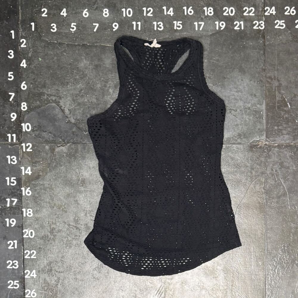 Silence + Noise Black Perforated Racerback Tank Top